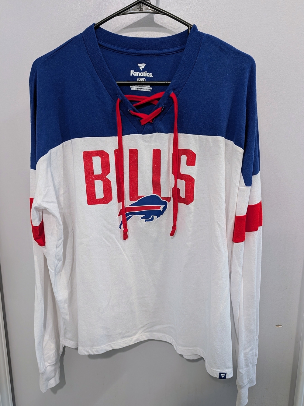 Fanatics Buffalo Bills Lace-Up Long Sleeve Pullover - Large